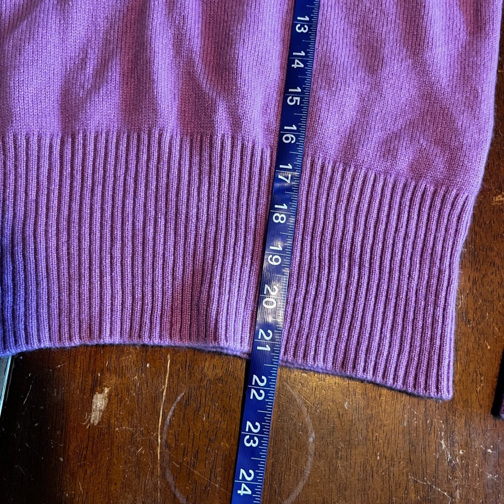 Banana Republic 100% Cashmere Purple V-Neck Polo Collar Sweater Womens Medium - Picture 8 of 11